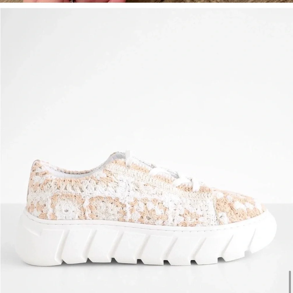 NWT Free People Catch Me If You Can Crochet Sneakers in Cream -Various sizes - Picture 2 of 9